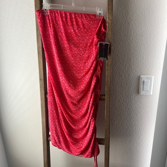 Red Floral Ruched Skirt - Picture 1 of 6